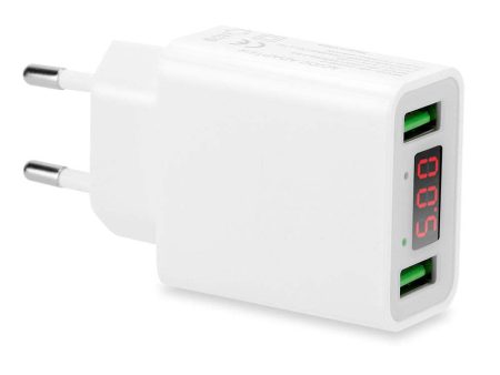 Cadorabo 2-Port USB Netzteil 11W 5V   2.2A Ladegerät - Wandladegerät Ladeadapter Ladestecker mit Digitaler LED Anzeige und je 2 Anschlüssen kompatibel mit Smartphone, Tablet, Navi uvm. For Discount