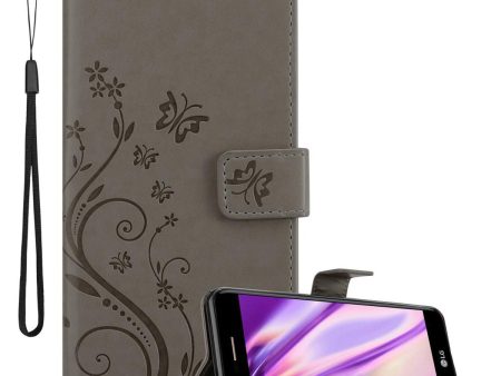 Cadorabo Hülle kompatibel mit LG K10 2017 Schutzhülle im Blumen Design mit Magnetverschluss, Standfunktion und Kartenfächern Online now