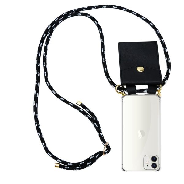 Cadorabo Handy Kette kompatibel mit Apple iPhone 12 MINI Silikon Schutzhülle mit Gold Ringen, Kordel Band und abnehmbarem Etui For Cheap