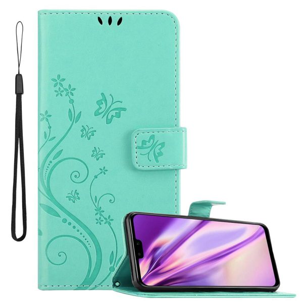 Cadorabo Hülle kompatibel mit Huawei Y9 2019 Schutzhülle im Blumen Design mit Magnetverschluss, Standfunktion und Kartenfächern For Sale