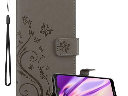 Cadorabo Hülle kompatibel mit Huawei Y6 PRO 2019 Schutzhülle im Blumen Design mit Magnetverschluss, Standfunktion und Kartenfächern For Sale