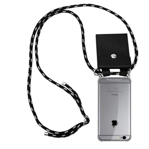 Cadorabo Handy Kette kompatibel mit Apple iPhone 6   6S Silikon Schutzhülle mit Silbernen Ringen, Kordel Band und abnehmbarem Etui Supply