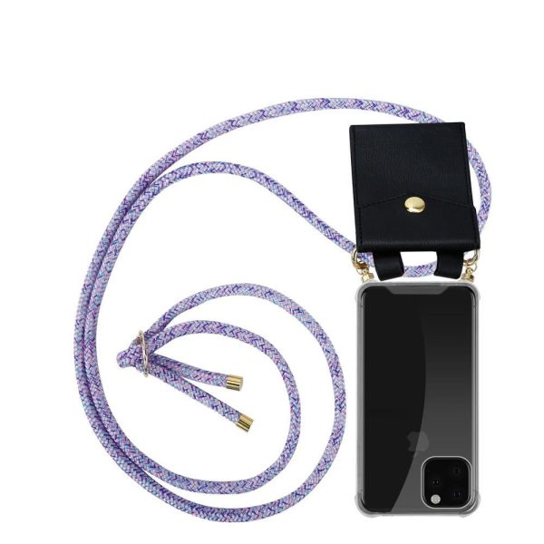 Cadorabo Handy Kette kompatibel mit Apple iPhone 11 PRO MAX Silikon Schutzhülle mit Gold Ringen, Kordel Band und abnehmbarem Etui For Discount