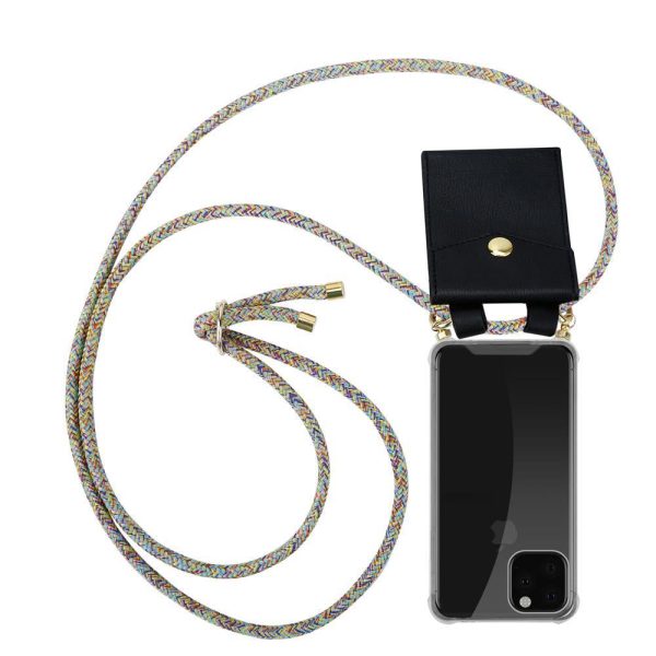 Cadorabo Handy Kette kompatibel mit Apple iPhone 11 PRO MAX Silikon Schutzhülle mit Gold Ringen, Kordel Band und abnehmbarem Etui For Discount