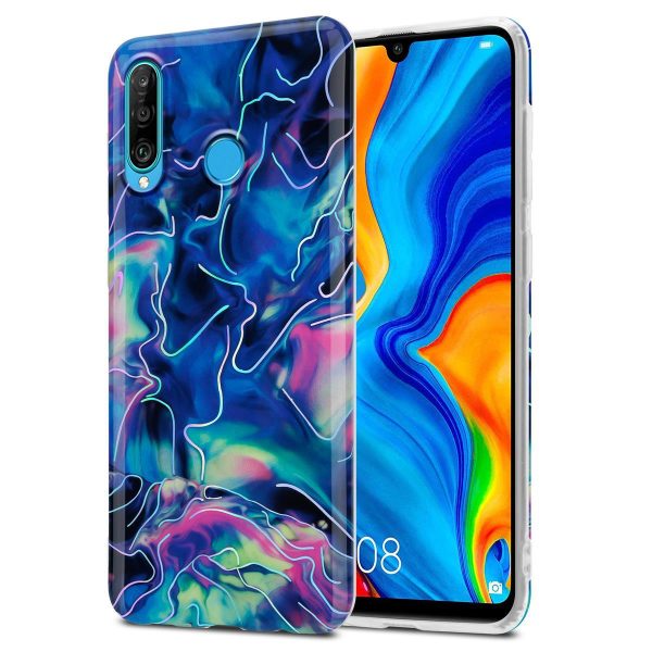 Cadorabo Hülle kompatibel mit Huawei P30 LITE Schutzhülle aus TPU Silikon mit Muster Mosaik Supply