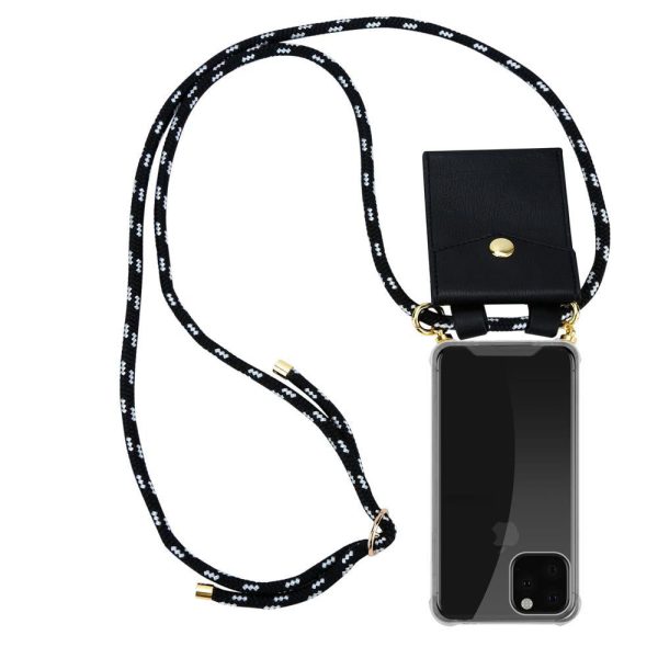 Cadorabo Handy Kette kompatibel mit Apple iPhone 11 PRO MAX Silikon Schutzhülle mit Gold Ringen, Kordel Band und abnehmbarem Etui For Discount