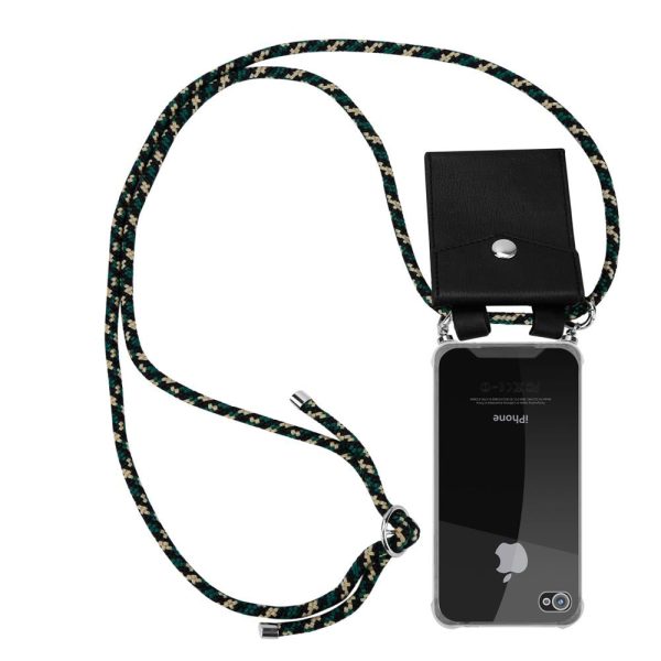 Cadorabo Handy Kette kompatibel mit Apple iPhone 4   4S Silikon Schutzhülle mit Silbernen Ringen, Kordel Band und abnehmbarem Etui Supply